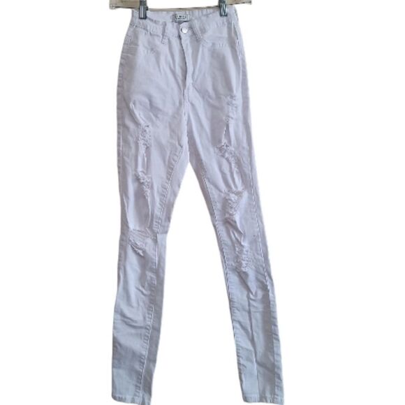 AP Blue by Aphrodite Jeans  Womens White Distress Skinny Highwaist Jeans Size 3 - Picture 5 of 8